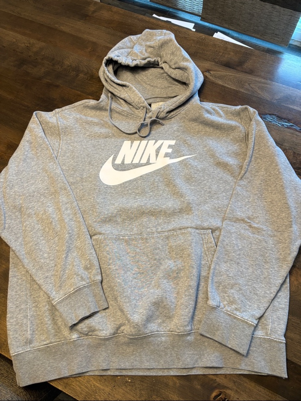 Nike Gray Pullover Hoodie with White Swoosh Logo